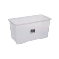PLASTIC STORAGE BOX WITH LID 110LT CLR