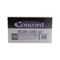 RECORD CARDS 127X76MM ASST(100)16099