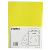PLASTIC CUT FLUSH FOLDERS A4 YLW (100)