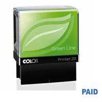 COLOP P20 GREEN LINE WORD STAMP PAID BLU