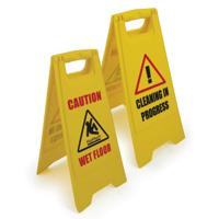 FOLDING SAFETY SIGN WET FLOOR YELLOW