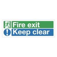 FIRE EXIT KEEP CLEAR SIGN 600X200 SAV