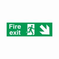 FIRE EXIT ARROW DWN RGT SIGN 450X150 PVC