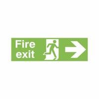 GLOW FIRE EXIT RIGHT SIGN 450X150 PVC