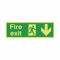 GLOW FIRE EXIT DOWN SIGN 450X150 PVC