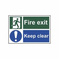 FIRE EXIT KEEP CLEAR SIGN 300X200MM SAV