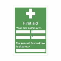 YOUR FIRST AIDERS SIGN 400X600MM SAV