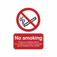 NO SMOKING VEHICLE SIGN 75X100MM SAV