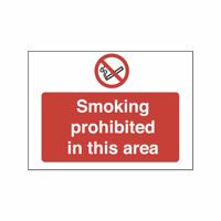 SMOKING PROHIBITED AREA SIGN 600X450 PVC