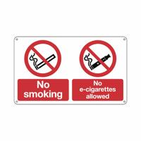 NO SMOKING NO E-CIGS SIGN 100X250 SAV