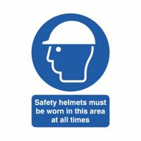 SAFETY HELMETS MUST BE WORN SIGN A4 PVC