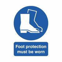 FOOT PROTECTION MUST BE WORN SIGN A4 PVC