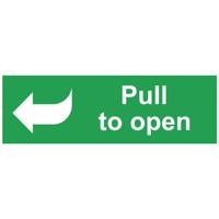 FIRE EXIT PULL OPEN SIGN 450X150MM PVC