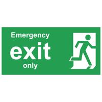 EMERGENCY EXIT ONLY SIGN 300X150MM PVC