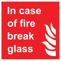 BREAK GLASS SIGN 100X100MM SAV