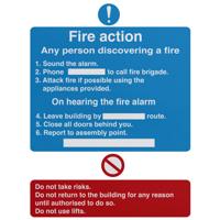 FIRE ACTION SIGN 150X200MM SAV