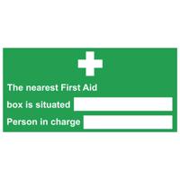 FIRST AIDER/NEAREST SIGN 300X150 PVC