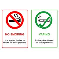 NO SMOKING VAPING ALLOWED SIGN A4 PVC