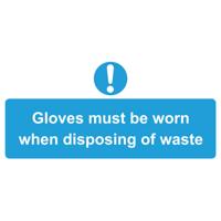WEAR GLOVES WASTE SIGN 220X110MM PVC