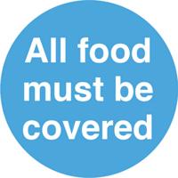 KEEP FOOD COVERED SIGN 100MM PVC