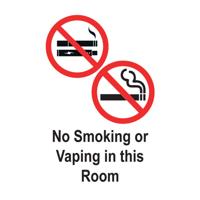 NO SMOKING VAPING ROOM SIGN 50X75MM (5)