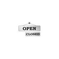 OPEN/CLOSED SIGN 300X75MM SILVER