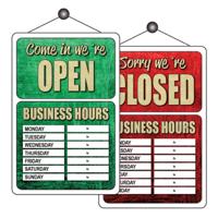 OPEN/CLOSED HOURS SIGN 200X300MM PVC
