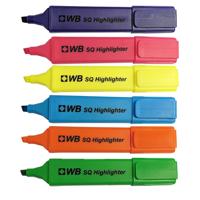 Square Highlighter Pen Assorted Colours (Pack 6)