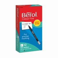 BEROL COLOUR FINE MARKERS BLACK (12)