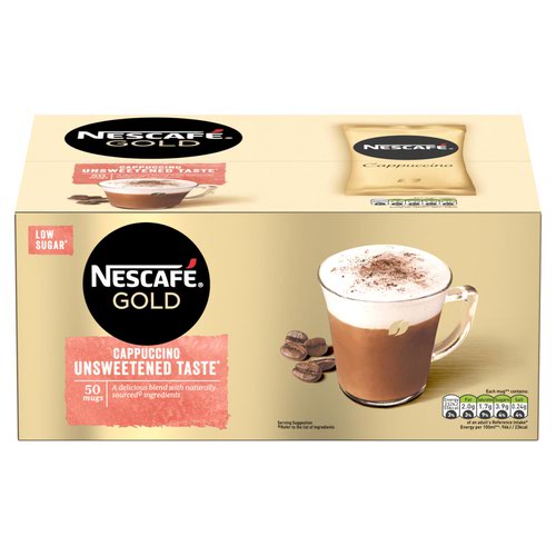 Coffee Nescafe Gold Cappuccino Unsweetened Instant Coffee Sachets (Pack 50)