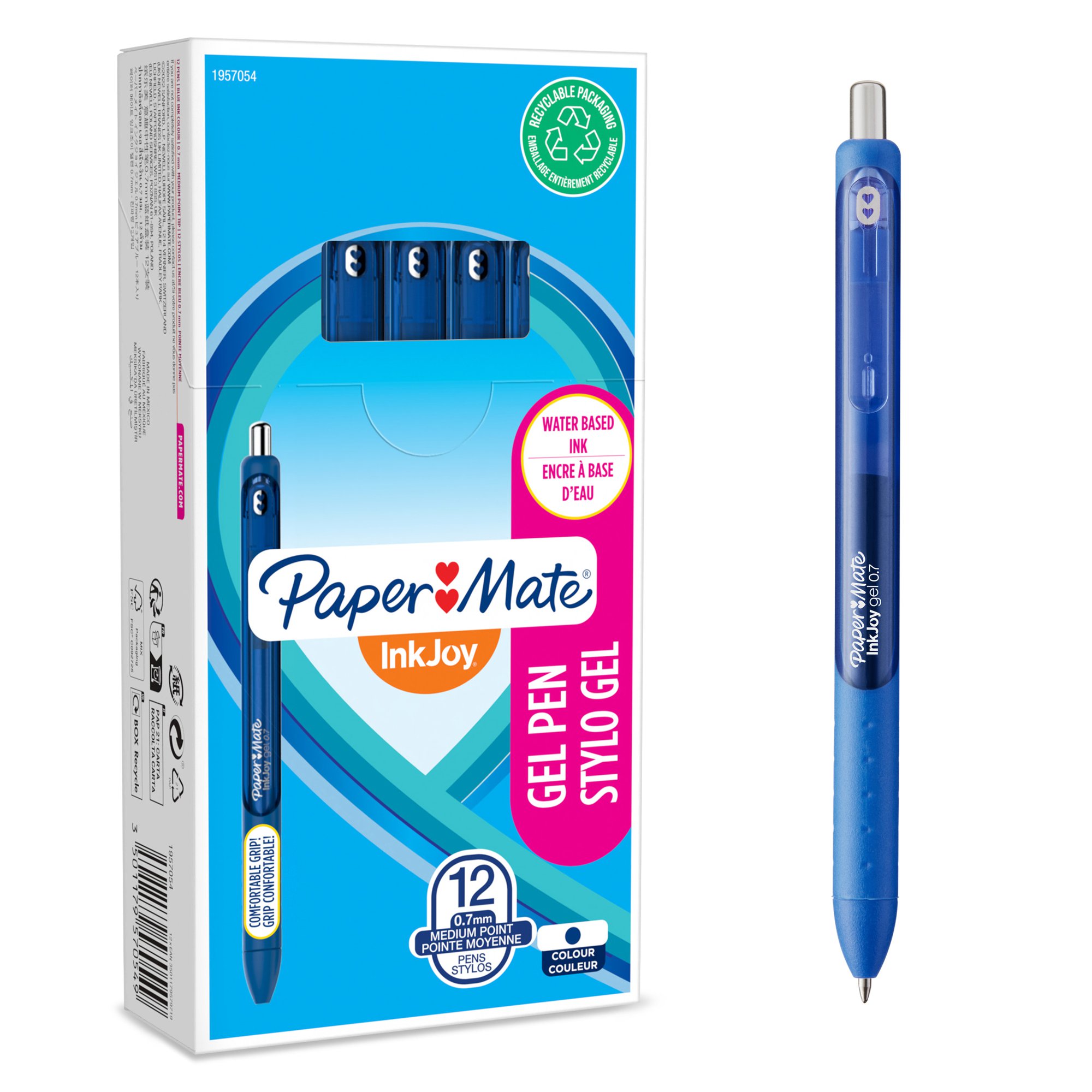 PAPERMATE INKJOY GEL MED BL PK12