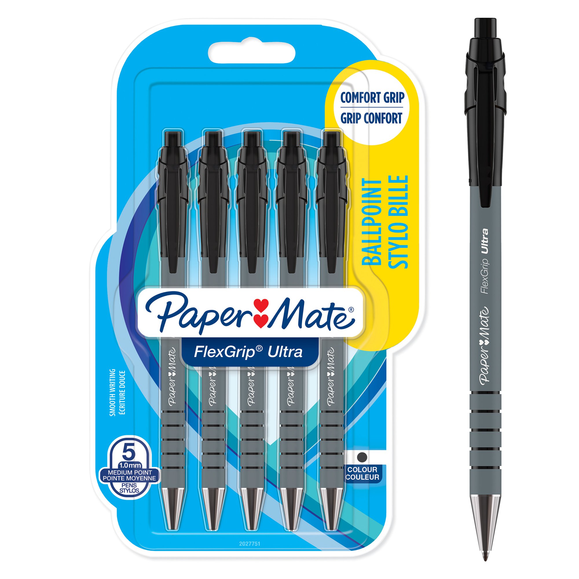 PAPER MATE 2027751 FLEXGRIP 5 PACK BLACK