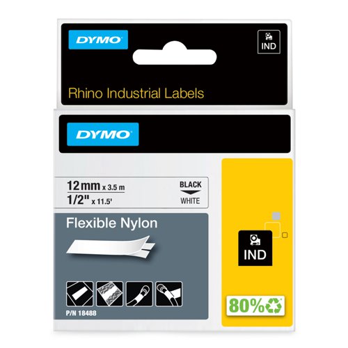 Dymo+Rhino+Industrial+Nylon+Tape+12mmx4m+White+18488