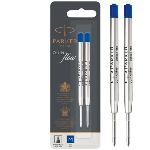 Parker+Quink+Flow+Ballpoint+Refill+for+Ballpoint+Pens+Medium+Blue+%28Pack+2%29+-+1950373