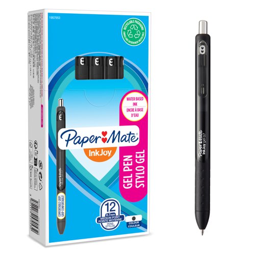 Paper Mate InkJoy Gel Pen 0.7mm Tip Black Ref 1957053 [Pack 12]