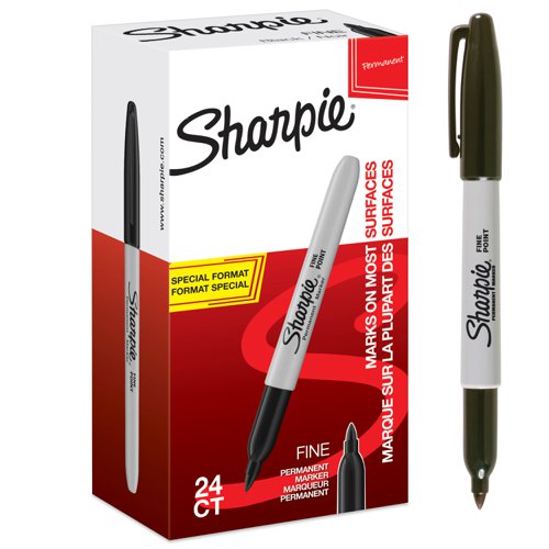 Sharpie+Permanent+Marker+Fine+Tip+0.9mm+Line+Black+%28Pack+24%29+2077128