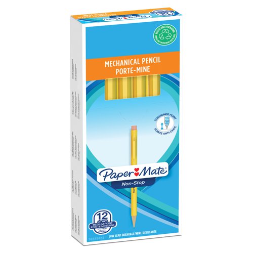 Paper+Mate+Non-Stop+Automatic+Pencil+0.7mm+HB+Lead+Yellow+Barrel+Ref+S0189423+%5BPack+12%5D