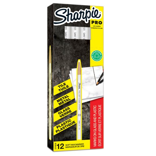 Sharpie+China+Wax+Marker+Pencil+Peel-off+Unwraps+to+Sharpen+White+Ref+S305061+%5BPack+12%5D