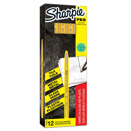 Sharpie+China+Wax+Marker+Pencil+Peel-off+Unwraps+to+Sharpen+Yellow+Ref+S0305101+%5BPack+12%5D