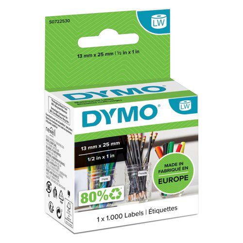 Dymo+LabelWriter+Multipurpose+Label+13x25mm+1000+Labels+Per+Roll+White+-+S0722530