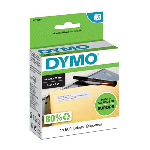 Dymo+LabelWriter+Multipurpose+Label+19x51mm+500+Labels+Per+Roll+White+-+S0722550
