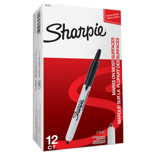 Sharpie+Permanent+Marker+Retractable+with+Seal+Bullet+Tip+1.0mm+Black+Ref+S0810840+%5BPack+12%5D