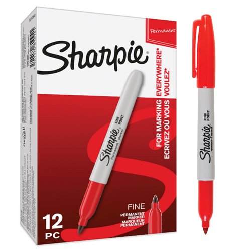 Sharpie+Permanent+Marker+Fine+Tip+0.9mm+Line+Red+%28Pack+12%29+-+S0810940