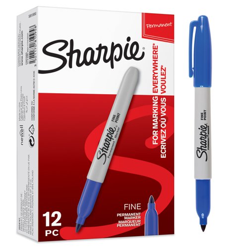 Sharpie+Permanent+Marker+Fine+Tip+0.9mm+Blue+Ref+S0810950+%5BPack+12%5D