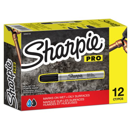 Sharpie+Pro+Metal+Barrel+Permanent+Marker+Bullet+Tip+1.0mm+Line+Black+%28Pack+12%29+-+S0945720