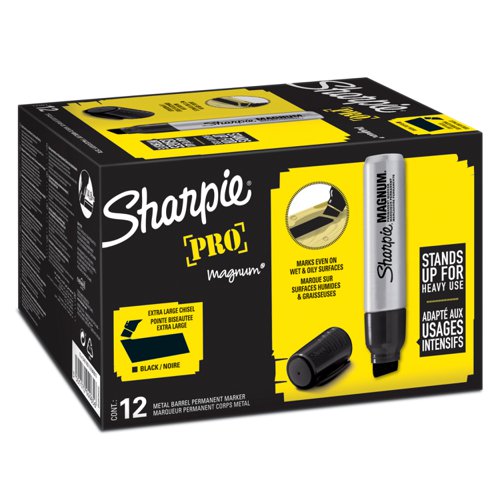 Sharpie Pro Magnum Permanent Marker Large Chisel Tip 14.8mm Line Black Ref S0949850 [Pack 12]