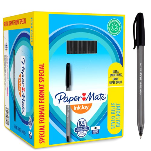 Paper+Mate+InkJoy+100+Ballpoint+Pen+1.0mm+Tip+0.7mm+Line+Black+%28Pack+80+%2B+20+Free%29+-+S0977410