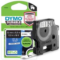 DYMO DURABLE D1TAPE 12MMX5.5M BLK ON WHT