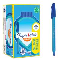 Paper Mate InkJoy 100 Ball Pen Medium 1.0 Tip 0.7mm Line Blue Ref S0957130 [Pack 50]