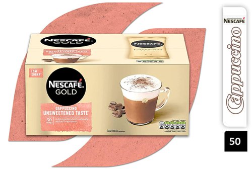 Nescafe Gold Cappuccino Unsweetened Instant Coffee Sachets (Pack of 50)  12405012